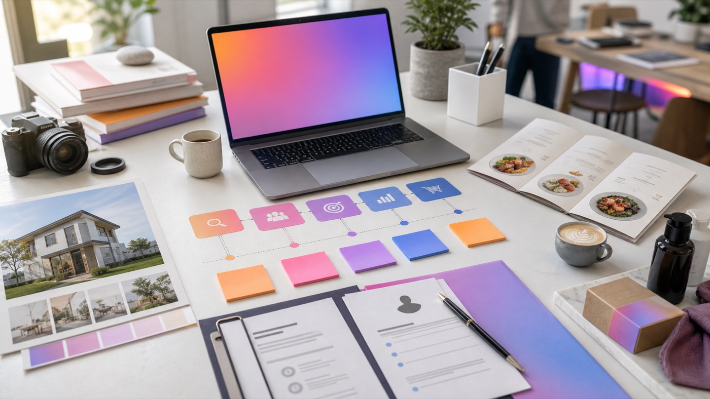 Exemples d'agents IA par métier et secteur sur une table de travail